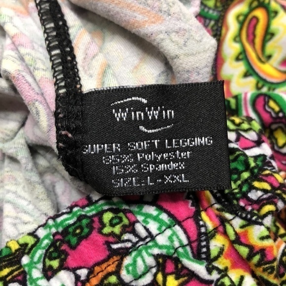 Winwin super soft leggings size L-XXL  Pink and green paisley print leggings - Picture 3 of 6